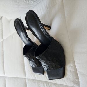 Marc Fisher Women's Black Woven Heeled Sandals